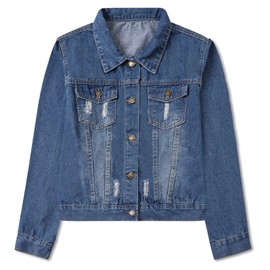 Cromoncent - chamarra vaquera clásica para niños y niñas, A- azul oscuro, 9-10 Años