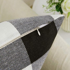 MIULEE Pack of 2 Classic Retro Checkers Plaids Linen Soft Solid Black and White Decorative Throw Pillow Covers Home Decor Design Cushion Case for Sofa Bedroom Car 16 x 16 Inch 40 x 40 cm