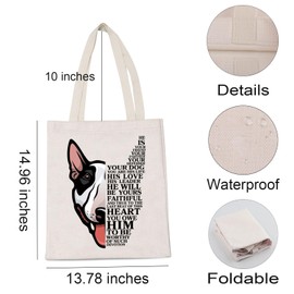 Bull Terrier Lover Dog Gift He is Your Friend Your Partner Shopping Bag Women English Bull Terrier Tote Bag, He is Your Friend, One Size