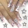 30 Pcs Star Nail Charms 3D Alloy Crystal Stars Nail