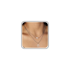 Cimenexe Böhmische Geschichtete Stern Choker Halskette Silber Friedenstaube Anhänger Hohlstern Taube Kette Halskette Minimalistisch Schwalbe Vogel Halskette Schmuck Für Frauen Und Mädchen Geschenke