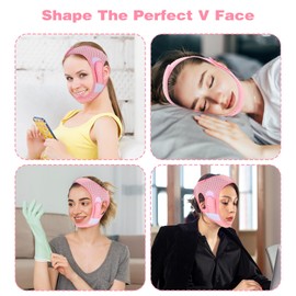 Chin Mask Double Chin, Face Slimming Strap in Pink, Ergonomic Design with Adjustable Velcro Fastening, Perfect for Face Tightening and Skin Care