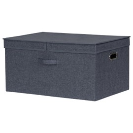 BinWhiz Trunk Organizer, 23.4 x 15.7 x 11.8 inch, 70L Large Capacity Storage Box with Lid for Cars, SUVs, RVs, 2-Compartment Collapsible Trunk Organizer, Dark Gray