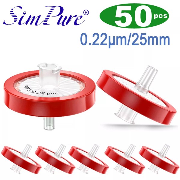Simpure 50x PTFE Syringe Filter 0.22μm/25mm Non-sterile Hydrophilic High Purity