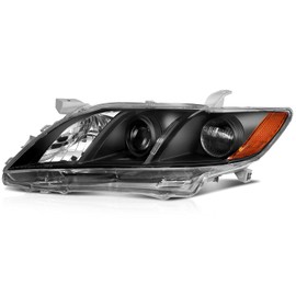 OCPTY Headlight Assembly Pair Replacement for Toyota Camry 2007-2009 Black Housing Amber Reflector Clear Lens Bulbs Not Included