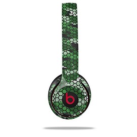 WraptorSkinz Skin Compatible with Beats Solo 4, Solo 3 and Solo 2 Wireless Headphones - HEX Mesh Camo 01 Green - Decal Vinyl Wrap (Headphones NOT Included)