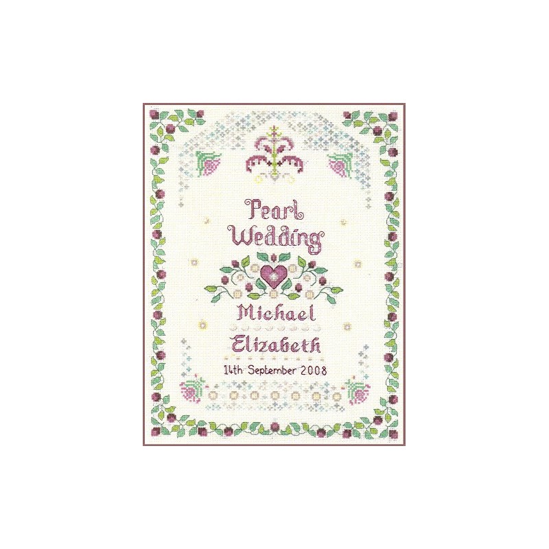 Pearl Wedding Anniversary Sampler - Complete Cross Stitch kit on