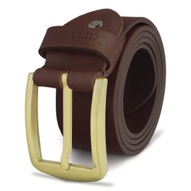 Cartvelli Vintage Leather Belt Men's 38 mm Made in Germany - Gift Box - Belt Clasp Gold, brown