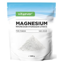 Vit4ever Magnesium Pulver - 1000g - Gute L?slichkeit - Reines Pulver ohne Zusatzstoffe - Mit Messl?ffel - Premium Qualit?t - Vegan