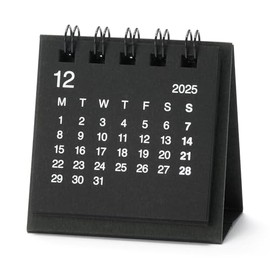 MUJI 84854125 2026 Desktop Mini Calendar, December 2025 - December 2026, Starts Monday, Black, Approx. 2.4 x 2.4 inches (60 x 60 mm), For Tabletops