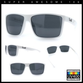 Locs Mens Gangster White Frame Sport Horn Rim Classic 90s Manly Sunglasses