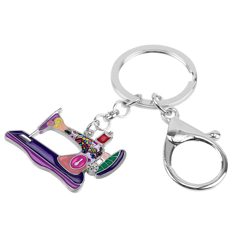 DOWAY Cute Enamel Sewing Machine Keychain Key Chains Ring for