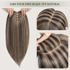 Aimeolyn Hair Toppers for women 16inch Hair Toppers for Women Real Human Hair,Big Base Hair Toppers, Top Hair Pieces for Women with Hair Loss or Thin Hair