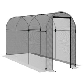Outsunny 4' x 12' Crop Cage, Plant Protection Tent with Zippered Door and Galvanized Steel Frame, Fruit Cage Netting Cover for Garden, Yard, Lawn, Green