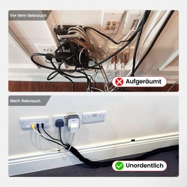 RED WOLF 13 mm - 3 m Cable Sleeve, Self-Closing, Black, Woven Cable Sheath, Anti-Scratch Cable Sock for TV, Computer, Home, Electric, Automotive, Cable Protection, Flexible Cable Management, Cable