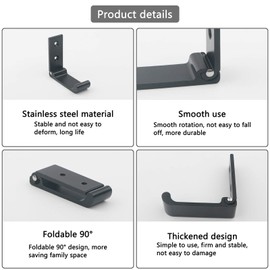 Pxyelec Folding Wall Mount Hanging Hooks Coat Hooks Collapsible Wall Hanger for Hanging Clothes Towel Headset Jacket Hat Bag,Pack of 10,Black