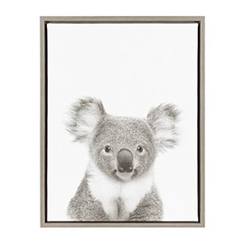 Kate and Laurel Sylvie Koala Framed Canvas by Simon Te Tai, 18x24, Gray