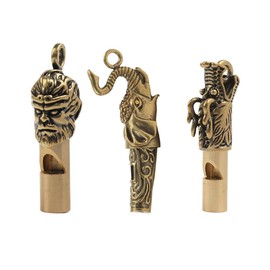 Comimark 3 pc Unique Metal Brass Dragon Animal Whistle Pendant Necklace - Perfect for Outdoor Sports, Survival Hiking & Festivals!