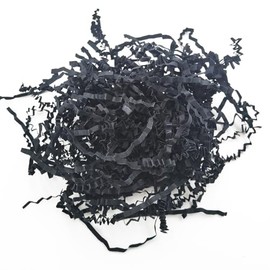 SHENGHE 1LB Crinkle Cut Paper Filler Shredded Basket Package Gift Box Decorative Shipping Silk Material (Black)