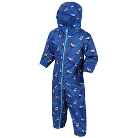 Regatta POBBLE Waterproof and Breathable Printed Jumpsuit, Nautical Blue, 18-24 Months