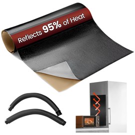 Heat Shield Automotive Aluminum Reflects 95% of Radiant Heat, 12" x 40" Stove Heat Shield to Protect Refrigerator, Heat Shield Wrap for Exhaust, Motorcycle, Wood Stove, Cabinet, Fireplace (Black)