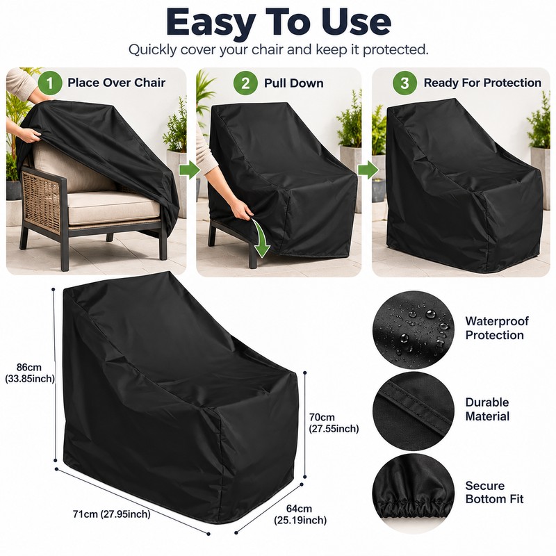 Outdoor Stacked Chair Cover, Water-Resistant Polyester Patio Furniture Protector for