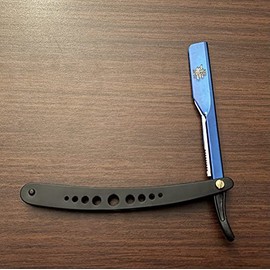 Cutting Salon Unisex Shaving Knife Razor Special Edition Blue and Black Straight Egde Razor