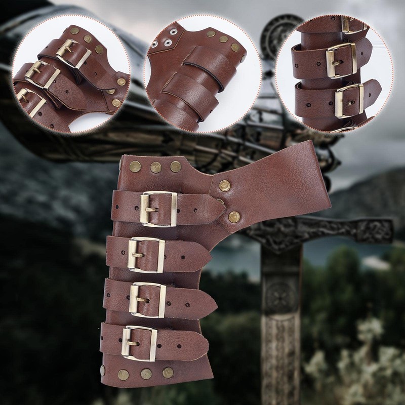 GORGECRAFT Leather Sword Frog Coconut Brown Retro Medieval Adjustable Faux