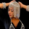 STONEFANS Vintage 1920s Rhinestone Headpiece Cap for Women Crystal Flapper