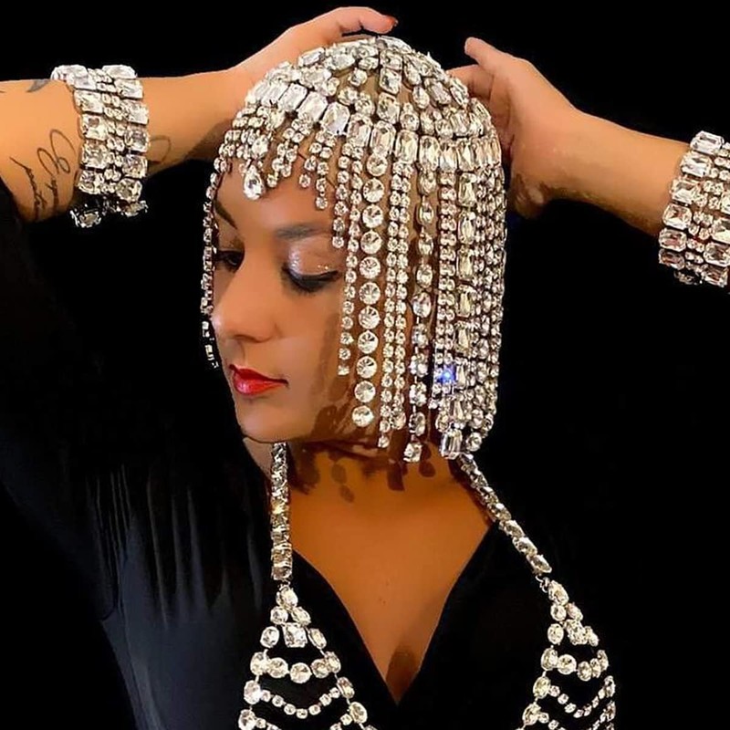 STONEFANS Vintage 1920s Rhinestone Headpiece Cap for Women Crystal Flapper