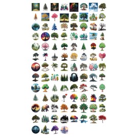 100 Pack Tree Stickers, Graphic Decal for Laptop, Phone, Car, Water Bottle - Stickers for Tree Lovers