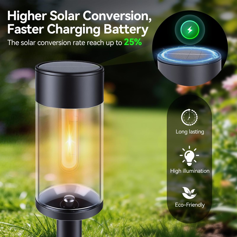 Sunshine Star LED Solar Pathway Lights Outdoor with Metal, 2