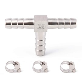 Metaland Stainless Steel 5/8" Hose Barb Tee 3 Way T Shaped Co2 Splitter