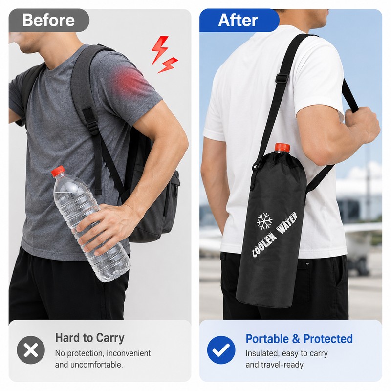 Insulated Water Bottle Bag for Travel & Outdoor Use –