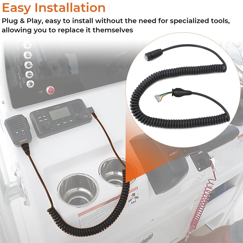 motoparty for Garmin VHF 200 Radio Microphone Mic Cord Cable