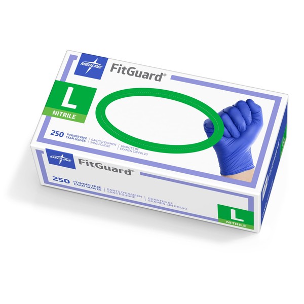 Medline FitGuard Touch Nitrile Exam Gloves, 2500 Count, Large, Powder