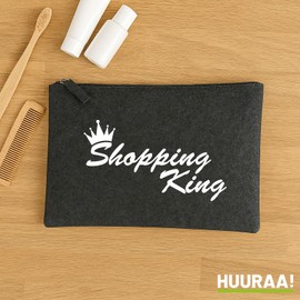 Huuraa Toiletry Bag Shopping King Crown Gift 1 Litre Charcoal Felt Shopping King Gift Idea