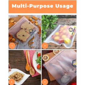 MAXPERKX12Pack Reusable Freezer Bags For Food Storage – Reusable Ziplock Bags For Soup, Sandwich, Snack Bags Bpa Free Extra Thick Leak-Proof Plastic Bag 6 Medium, 6 Large Sealable Sandwich Bags