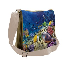 Lunarable Ocean Messenger Bag, Untouched Wild Marine Life, Unisex Cross-body