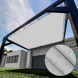 Goleray 5'x22' Waterproof Shade Cloth with Grommets, Rectangle Sun Shade Sail for Pergola Cover Replacement Patio Canopy Outdoor Carport- Customized, Light Gray
