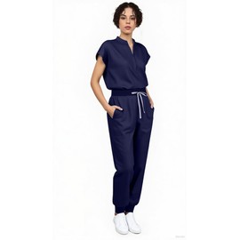 UnionMed Tech Scrubs for Women Scrub Sets, Slim Scrubs Stretch Top & Jogger Scrub Pants with Multi Pocket Yoga Waistband