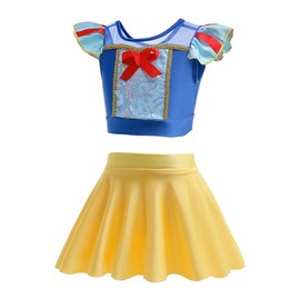 NEWEPIE - Traje de baño tankini de dos piezas para bebés y niñas, trajes de baño para surf, playa, verano, natación, Blancanieves 001, 7-8 Años