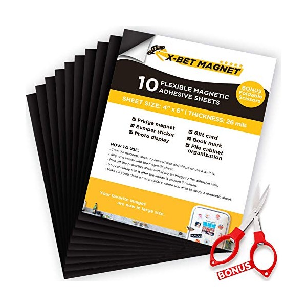 Magnetic Sheets with Adhesive Backing - 10 PCs Each 4"