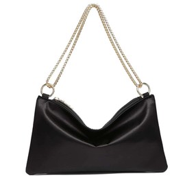 LQSCJS Women's Shoulder Bag, Satin Shoulder Bag, Silk Shoulder Bag, Vintage Handbag for Women, Dating, Travel, Party, Shopping (Black), black