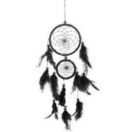 Dream Catcher Handmade Feather Beads Hanging Dreamcatcher Wall Hanging Elegant Dream Catcher Reusable Wall Decoration Art Craft Ornament for Window Balcony Bedroom Living Room Office Yard(Black)