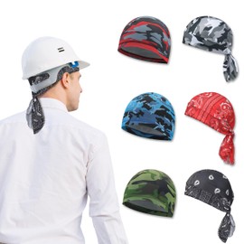 KARIDER 6PCS Cooling Helmet Liner, Cooling Skull Cap Helmet Liner, Cooling Bandana for Men Head Wrap Beanie Hat Biker Skull Cap for Cycling & Motorcycle