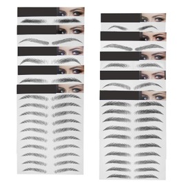 EMSea 10 Sheets Black 6D Eyebrows Stickers Imitation Ecological Hair-Like Waterproof Natural Tattoos Eyebrows Stickers 100 Pairs