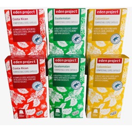 THE EDEN PROJECT 60 SINGLE ORIGIN SELECTION PACK Home Compostable Coffee Pods - Compatible with Nespresso Original system coffee machines - 60 Capsules (6 PACKS of 10 PODS)
