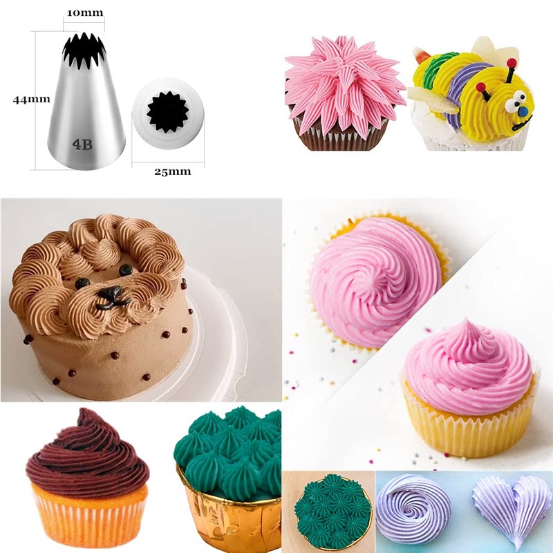 Tabiger Large Piping Tips, 6-Pack Cake Piping Nozzles Kit Stainless