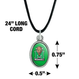 Marshall Primary Logo Antiqued Oval Charm Pendant with Black Satin Cord
